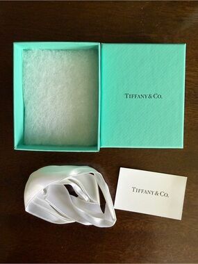 Tiffany & Co. Robin's Egg Blue Jewelry Box with White Ribbon
